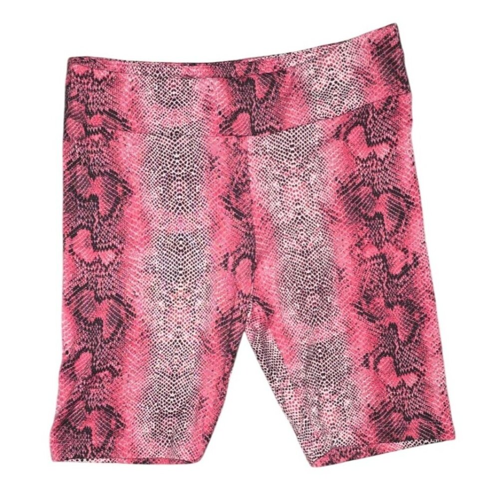 Pink Snake Print Womens Biker Shorts Small By Polly & Esther Polyester/Spandex B